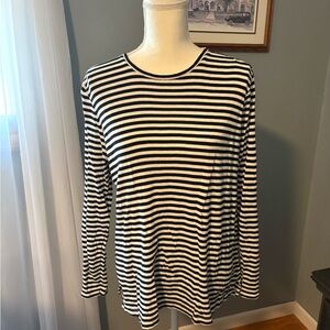 J Jill Black and White Striped Women's Top